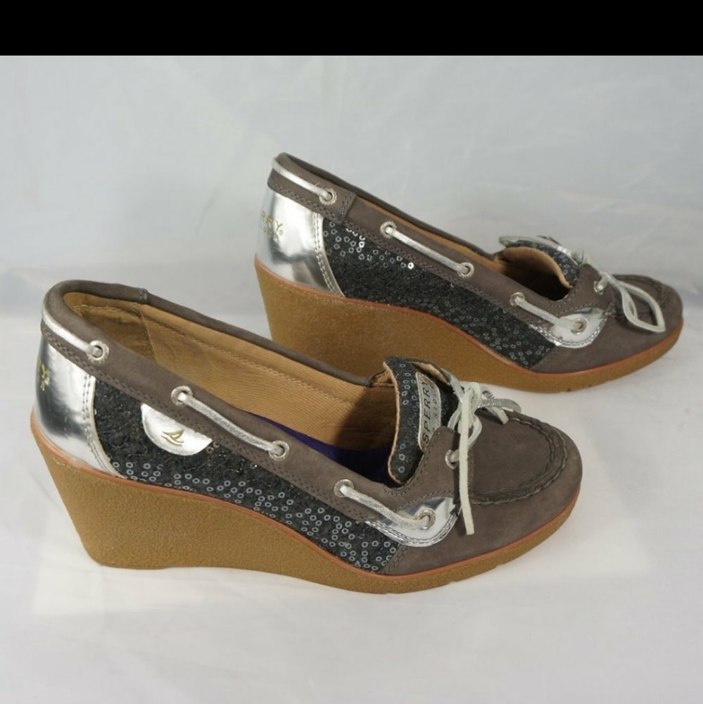 Sperry Top-Sider Sequin Wedges Size 9.5M